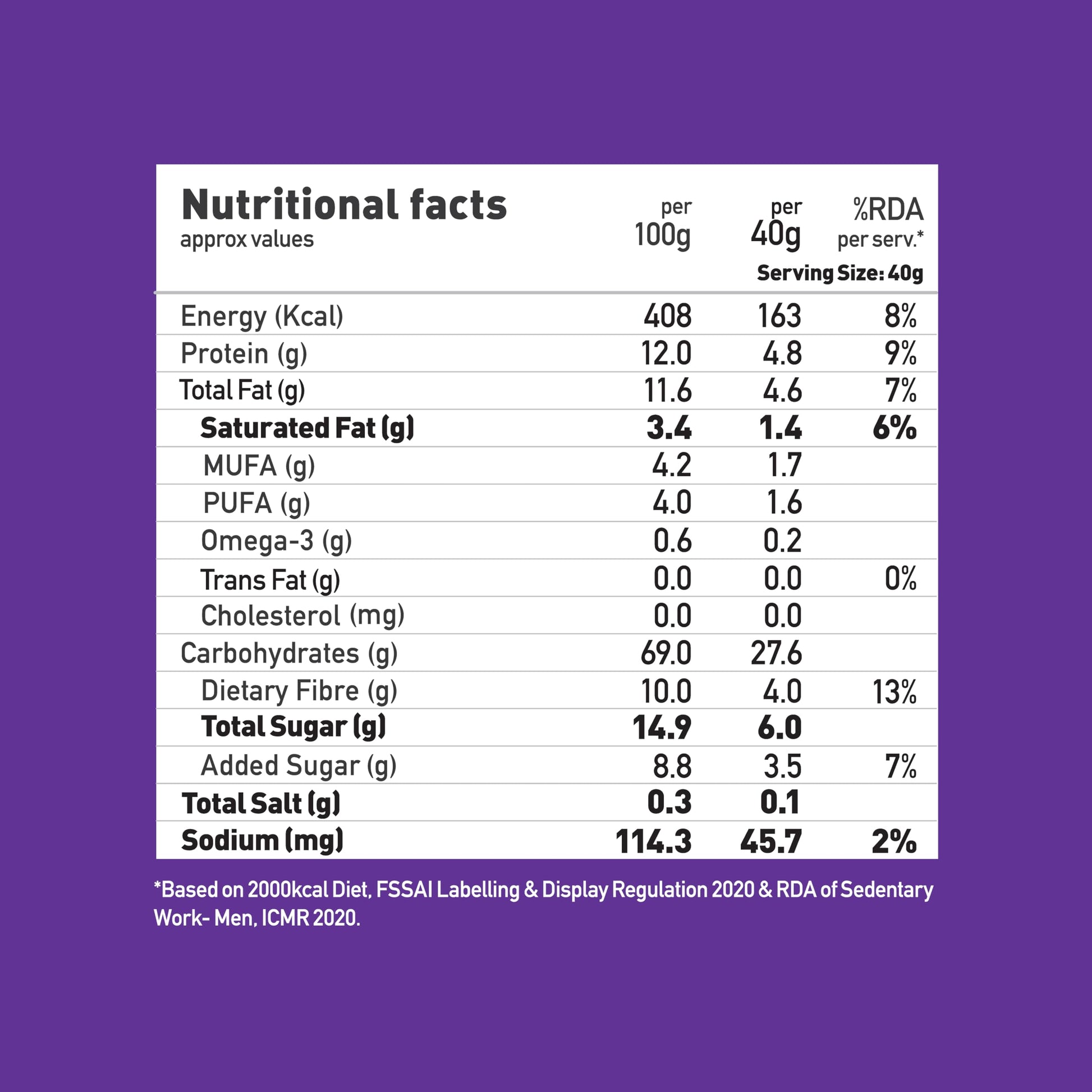 Yogabar Wholegrain Breakfast Muesli - Dark Chocolate and Cranberry, 700g (Super Saver Pack) - back view