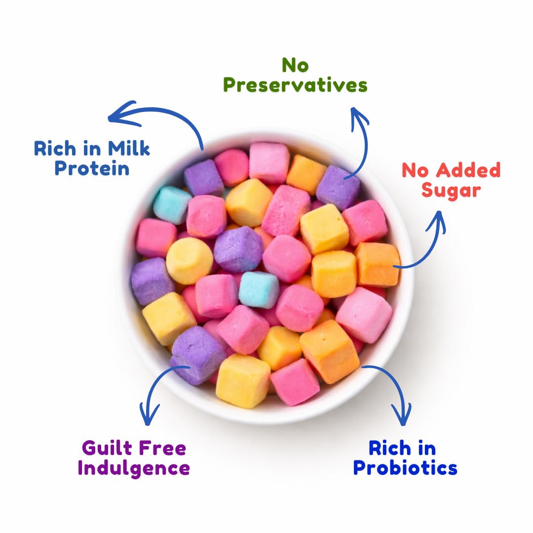 YogiPops – 100% Yoghurt Crunchy Cubes | No Added Sugar | High Milk Protein | Healthy Snack for All Ages | Low Calorie | Whole