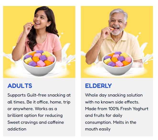 YogiPops – 100% Yoghurt Crunchy Cubes | No Added Sugar | High Milk Protein | Healthy Snack for All Ages | Low Calorie | Whole