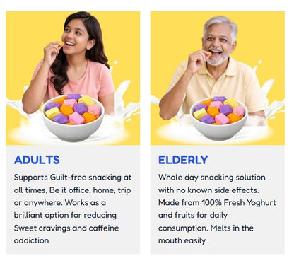 YogiPops – 100% Yoghurt Crunchy Cubes | No Added Sugar | High Milk Protein | Healthy Snack for All Ages | Low Calorie | Whole