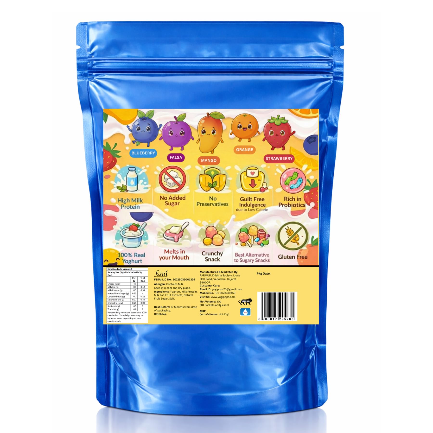 YogiPops – 100% Yoghurt Crunchy Cubes | No Added Sugar | High Milk Protein | Healthy Snack for All Ages | Low Calorie | Whole