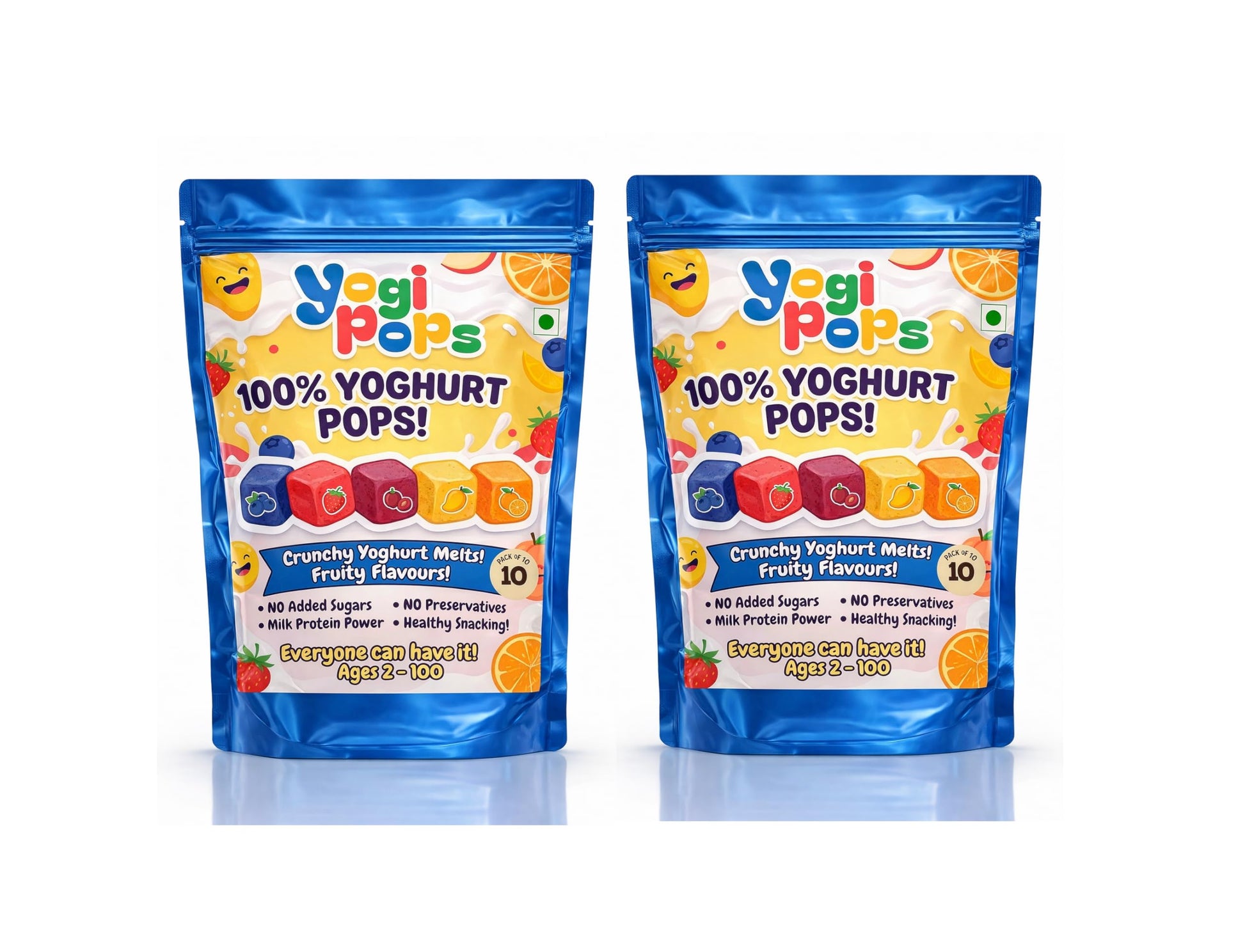 YogiPops – 100% Yoghurt Crunchy Cubes | No Added Sugar | High Milk Protein | Healthy Snack for All Ages | Low Calorie | Whole