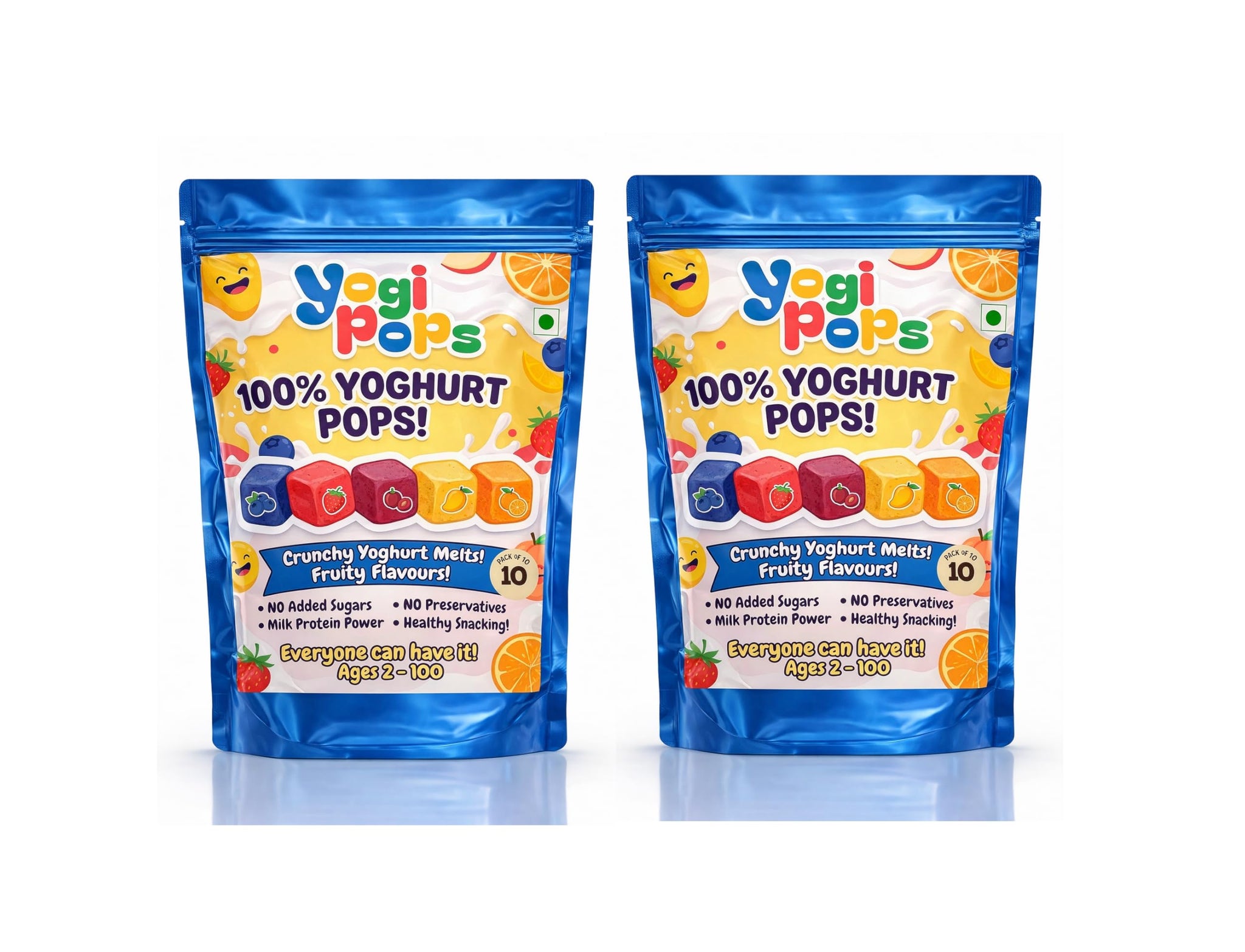 YogiPops – 100% Yoghurt Crunchy Cubes | No Added Sugar | High Milk Protein | Healthy Snack for All Ages | Low Calorie | Whole