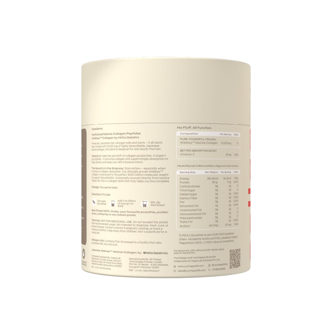 yourhappylife Japanese Marine Collagen Powder Type 1 & 3 Hydrolyzed 250g Unflavoured Supplement - size and scale (13)