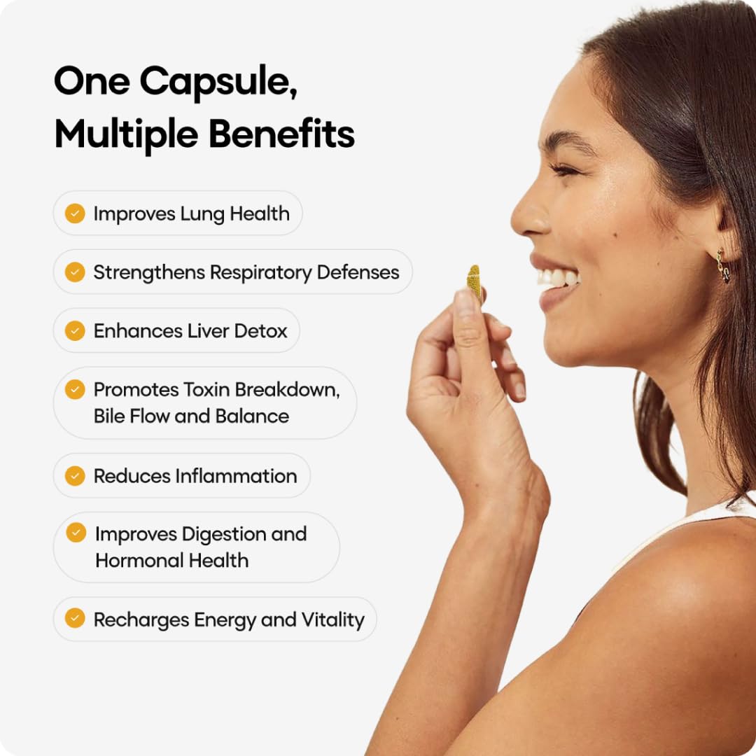 yourhappylife Liver Lung Herbal Supplement, 60 Veg Capsules, 500mg Milk Thistle & NAC, Botanical Blend - back view
