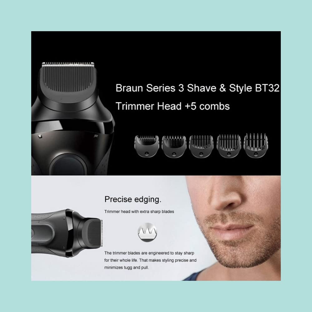 Yuhaever Replacement Trimmer Head for Braun Series 3, 5-Piece Comb Set, Electric Shaver Accessory - label detail