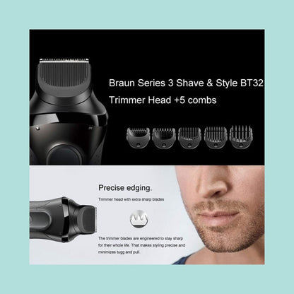 Yuhaever Replacement Trimmer Head for Braun Series 3, 5-Piece Comb Set, Electric Shaver Accessory - label detail