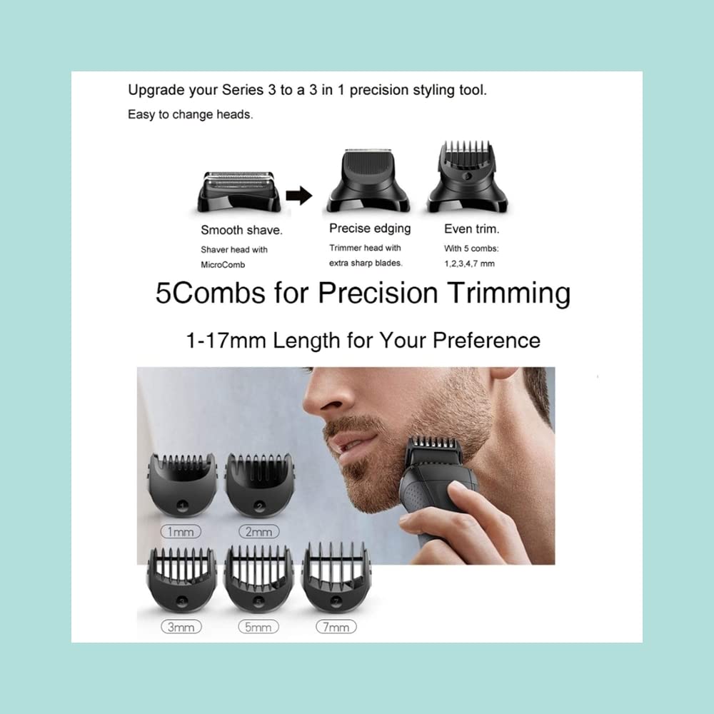 Yuhaever Replacement Trimmer Head for Braun Series 3, 5-Piece Comb Set, Electric Shaver Accessory - ingredients panel