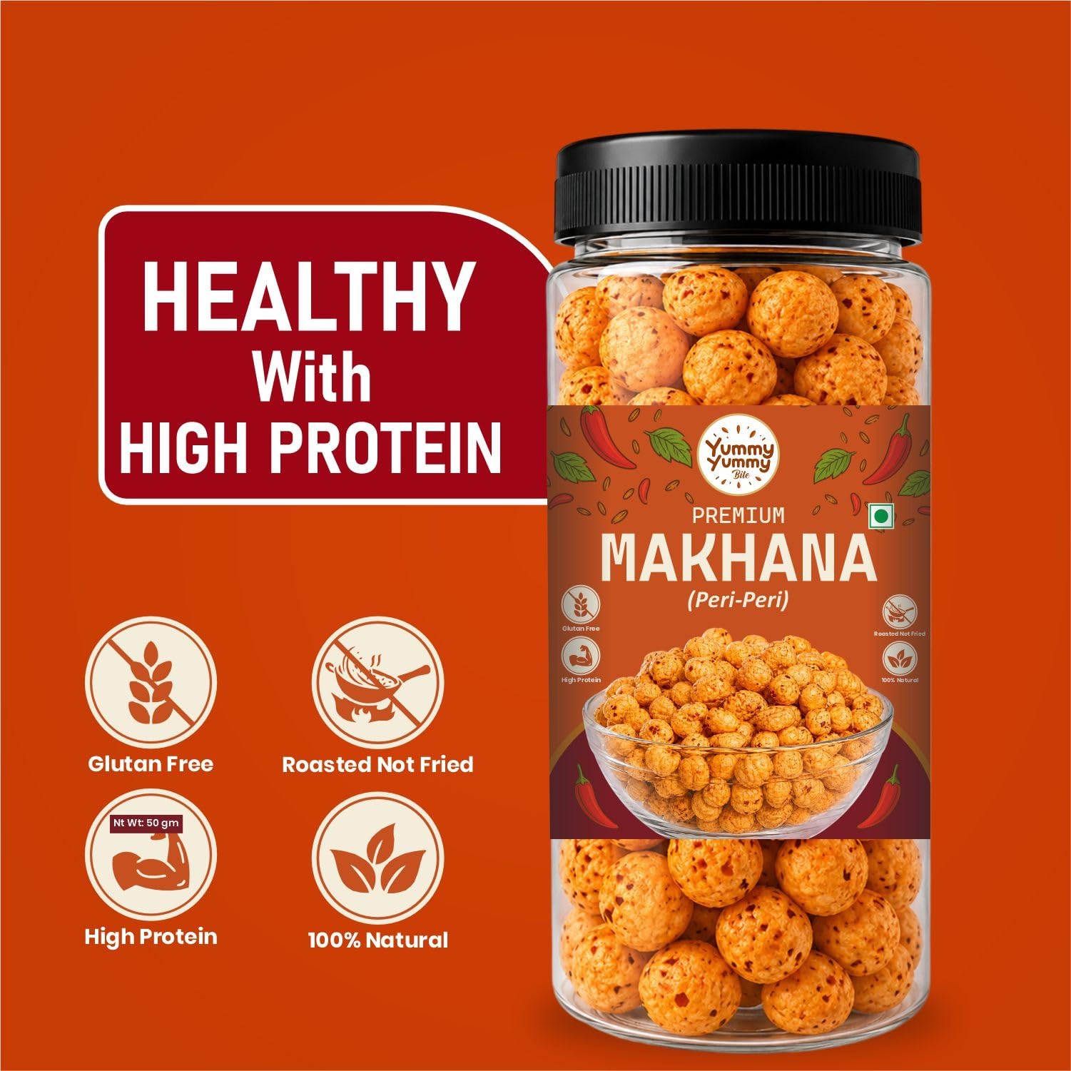 Yummy Yummy Bite Roasted Makhana, Puffed Snack, Gluten Free, High Fiber - packaging (25)