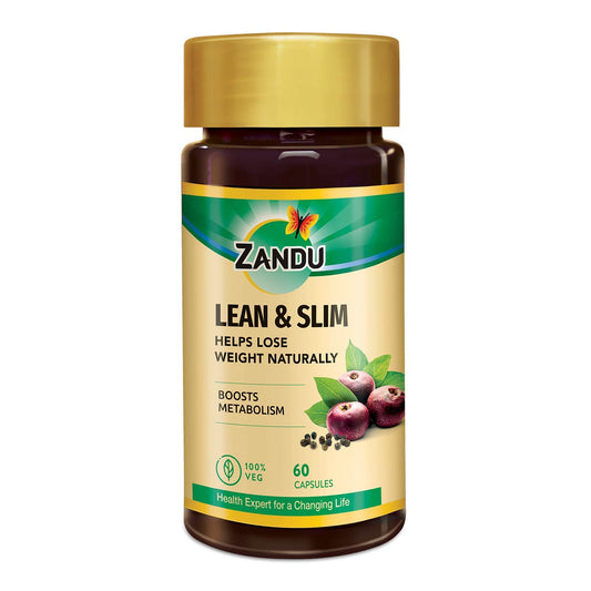 Zandu Lean & Slim Herbal Capsules, 60 Count, 6 Ayurvedic Herbs, Unisex Adult Supplement