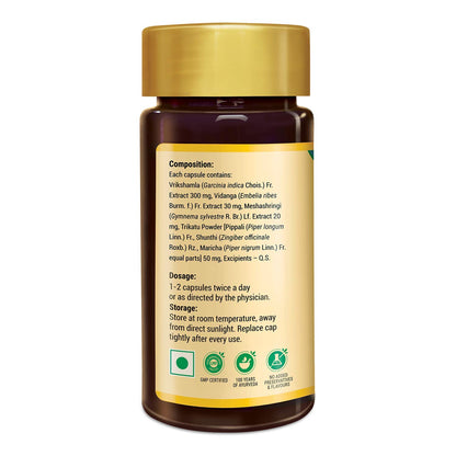 Zandu Lean & Slim Herbal Capsules, 60 Count, 6 Ayurvedic Herbs, Unisex Adult Supplement - ingredients panel