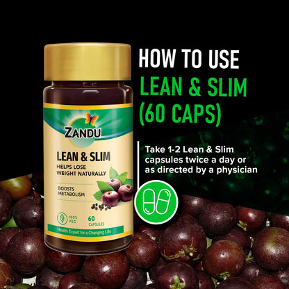 Zandu Lean & Slim Herbal Capsules, 60 Count, 6 Ayurvedic Herbs, Unisex Adult Supplement - in use