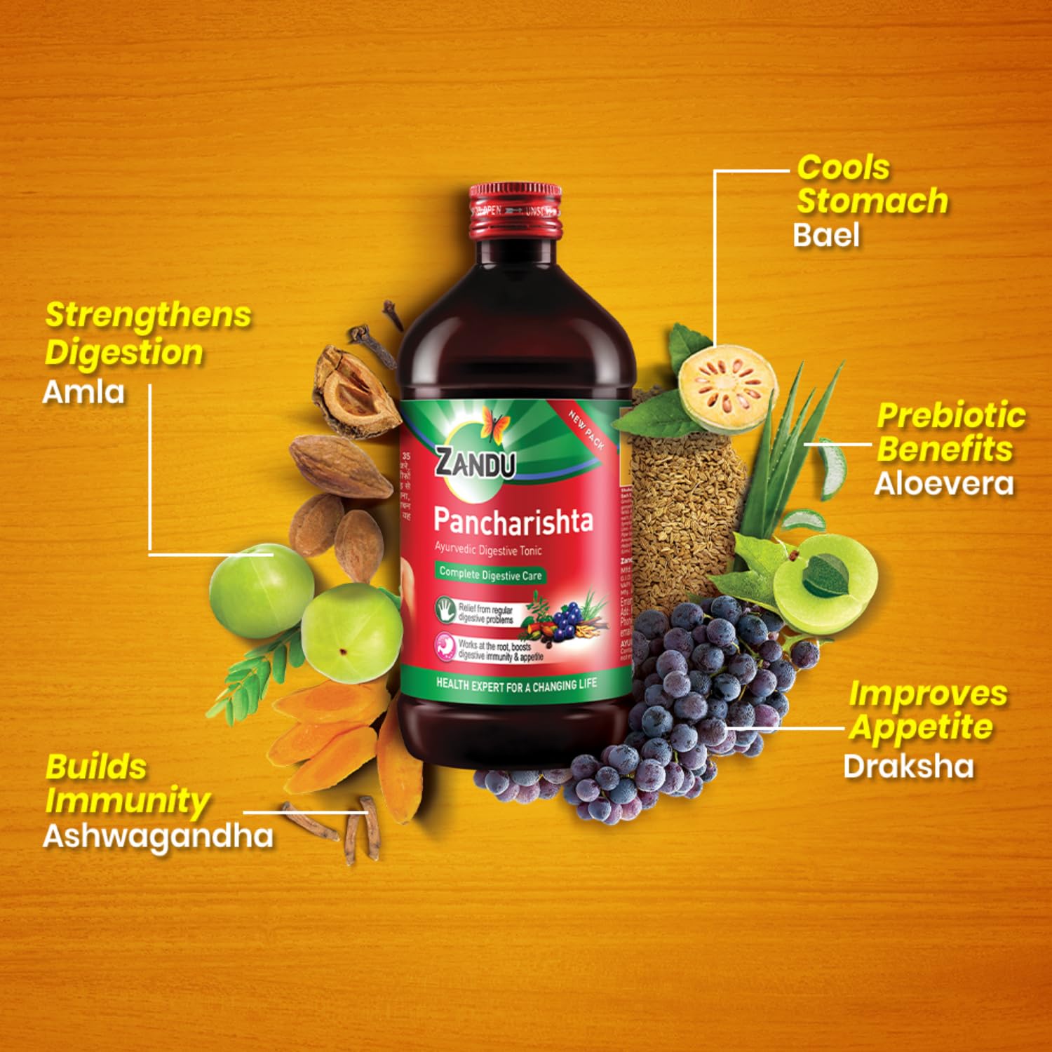 Zandu Pancharishta Ayurvedic Tonic, 35 Herb Formula, Herbal Supplement - label detail (14)