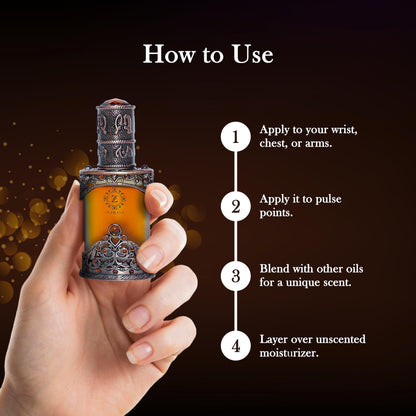 Zighrana Hina Attar Non-Alcoholic Natural Perfume, Unisex Adult, Modern Style, Kannauj Origin, Multiple Sizes - back view (29