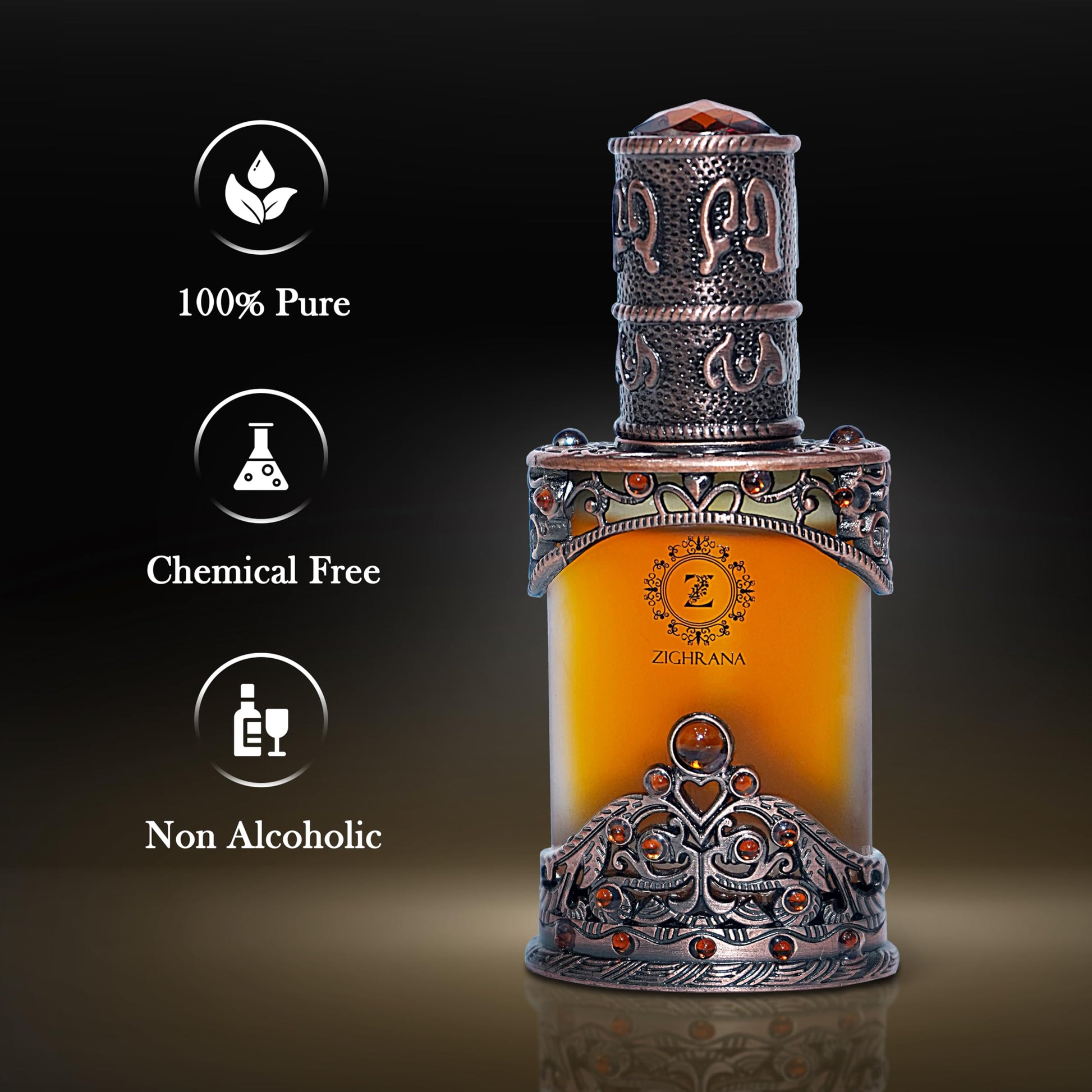 Zighrana Hina Attar Non-Alcoholic Natural Perfume, Unisex Adult, Modern Style, Kannauj Origin, Multiple Sizes - front view (3