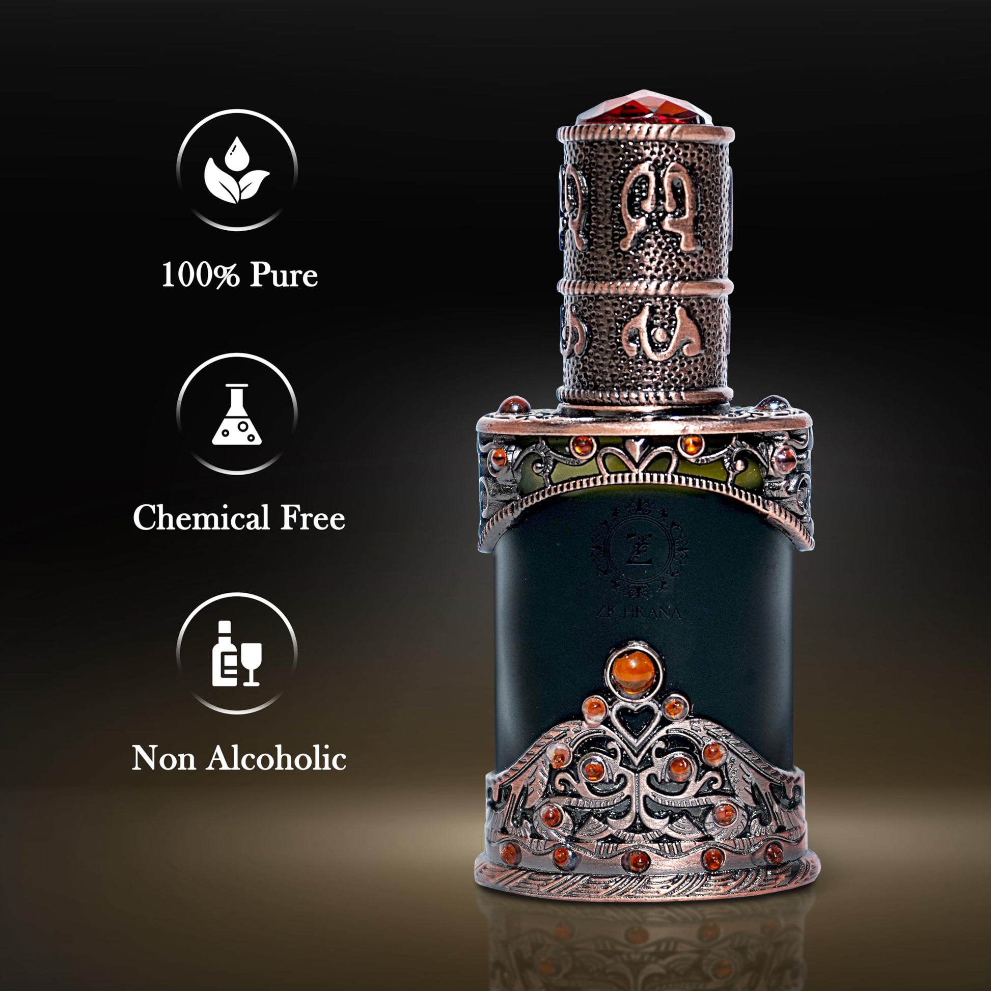Zighrana Hina Attar Non-Alcoholic Natural Perfume, Unisex Adult, Modern Style, Kannauj Origin, Multiple Sizes - front view (4