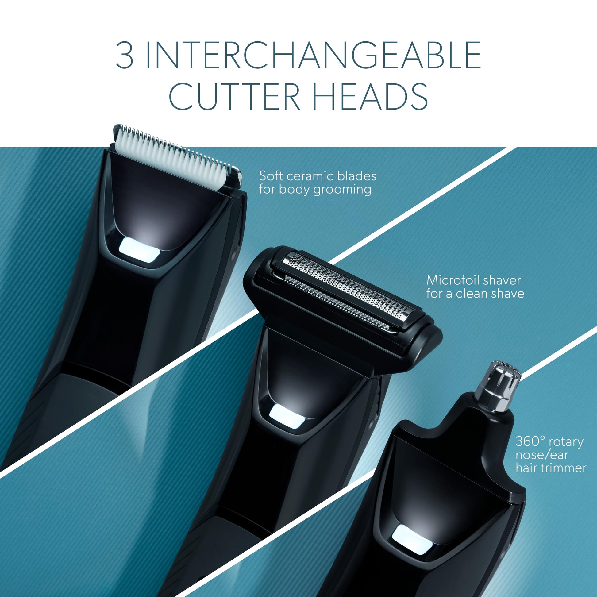 ZLADE Ballistic Neo All in One Trimmer for Men, 3 Heads, 7000 RPM, 90 Mins Runtime, USB-C Charging, Black - front view