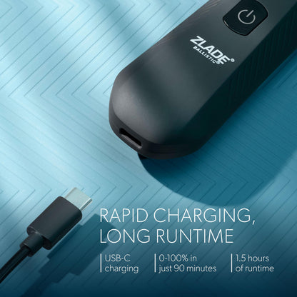 ZLADE Ballistic Neo All in One Trimmer for Men, 3 Heads, 7000 RPM, 90 Mins Runtime, USB-C Charging, Black - ingredients panel
