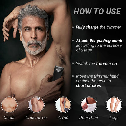 ZLADE Ballistic Turbo 3.0 Full Body Trimmer for Men, Rechargeable, IPX7 Waterproof, 7000 RPM, USB-C Charging, 90 Min Runtime 