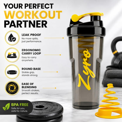 Zyro Cyclone Blender Shaker Bottle, 700ml, BPA-Free Plastic, Leakproof Flip Cap, Spiral Mixer - ingredients panel